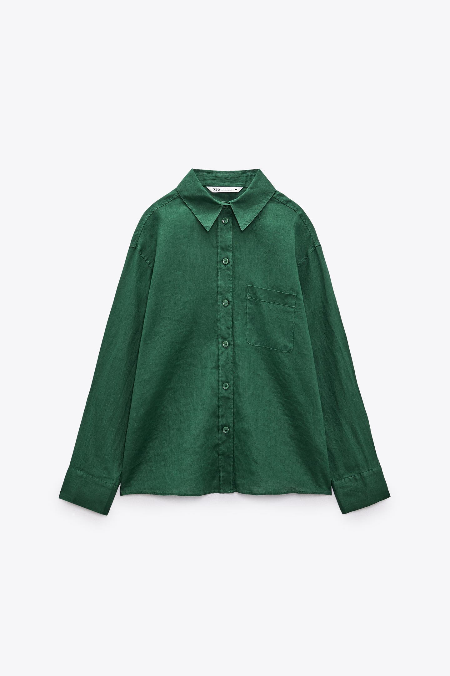 ZARA LINEN SHIRT WITH POCKET Pistachio